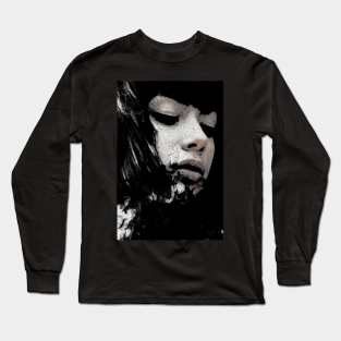 Beautiful girl, something dark on chin. Pale skin. Dark fantasy, horror. Long Sleeve T-Shirt